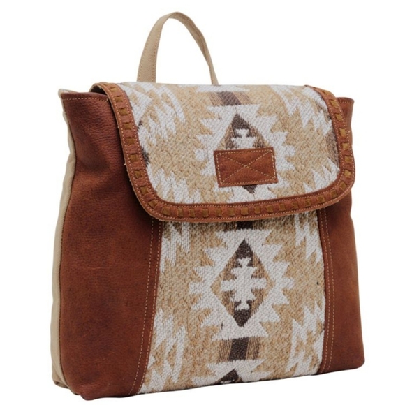 NWT Myra Bag Boho Leather & Canvas Backpack Bag - Picture 3 of 7
